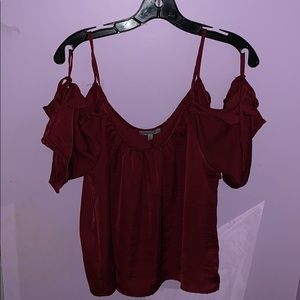 Maroon Cute CHARLOTTE RUSSE Cold Shoulder Top (M)